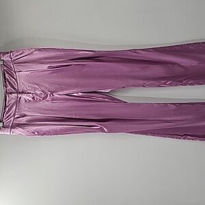 NY&C Lilac Satiny Straight Leg Trouser Pants with Pockets